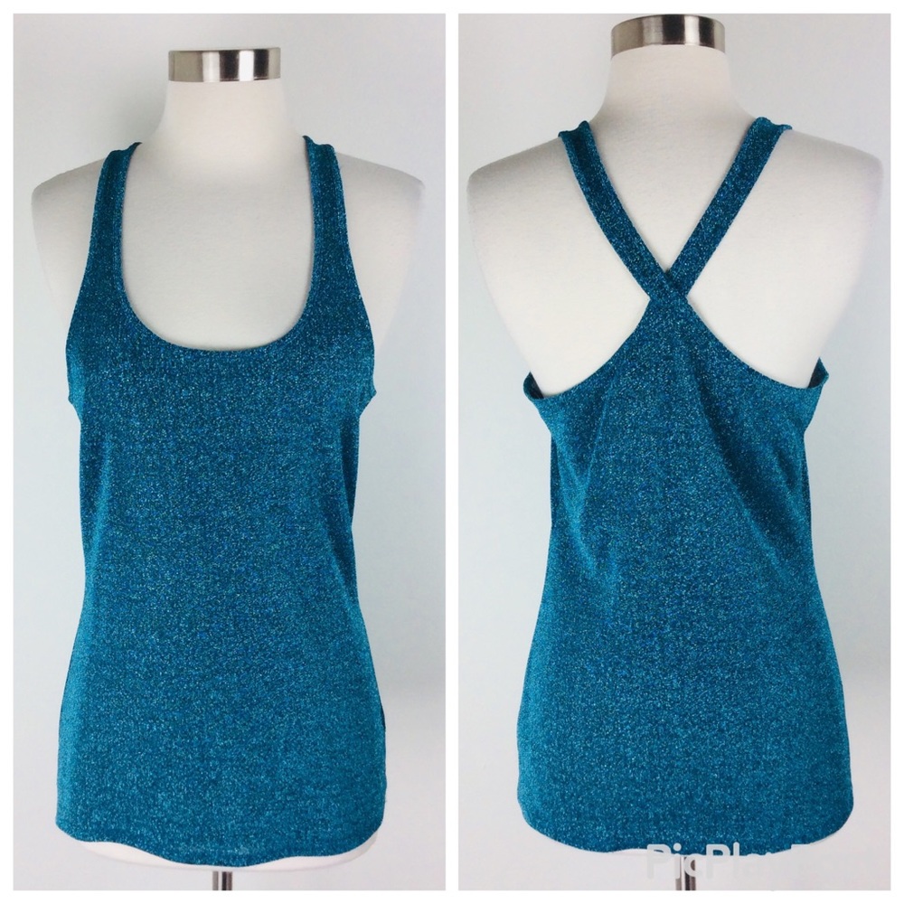 Express Trendy Scoop Neck Metallic Tank Top (M)